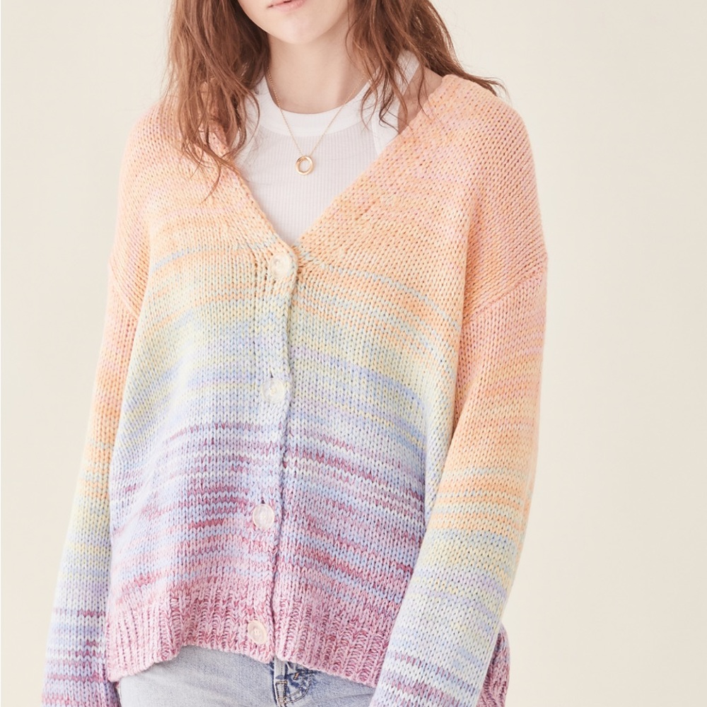 525 America mixed media stripe cardigan